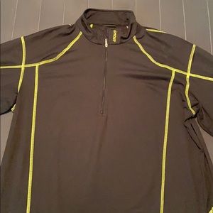 L Spyder pullover. Black and green stripes.